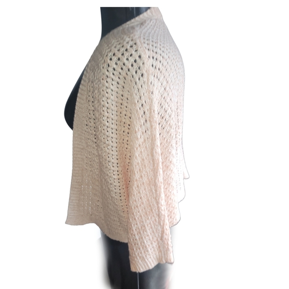 Ellie Light Peach Dolman Sleeve Open Front Cardigan M - Picture 5 of 7